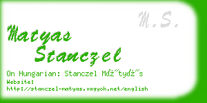 matyas stanczel business card